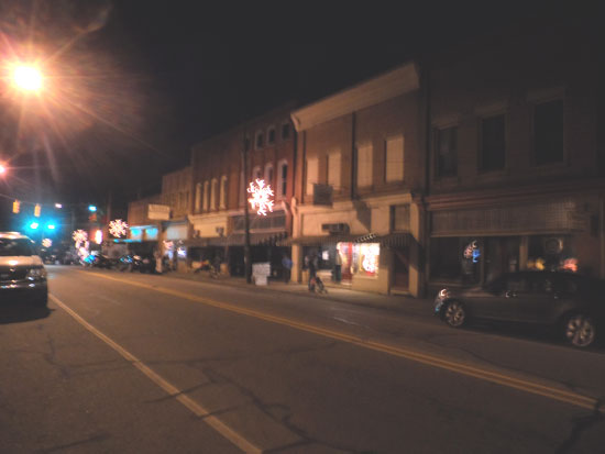Downtown Mt. Gilead at night right before the open house. 