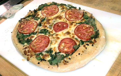 Spinach pizza, photo by Margie Freel Carpenter.