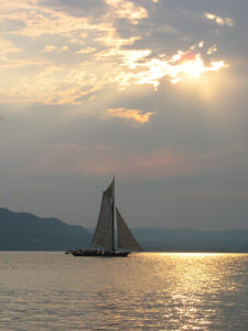 photo of Sloop Clearwater on Hudson River