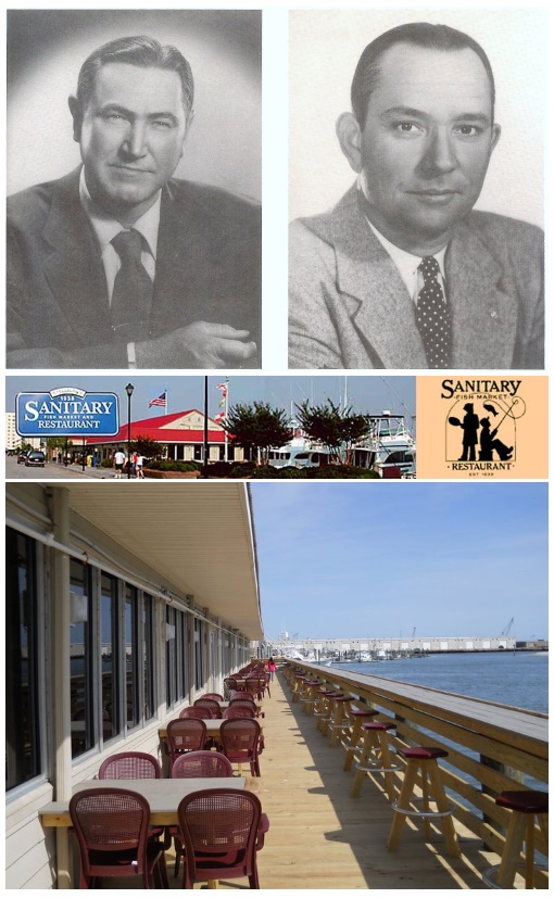 Top: L-R:  Tony Seamon and Ted Garner, founders and owners of Sanitary Fish Market Center:  Website banner Bottom:  New outside "Poop Deck."