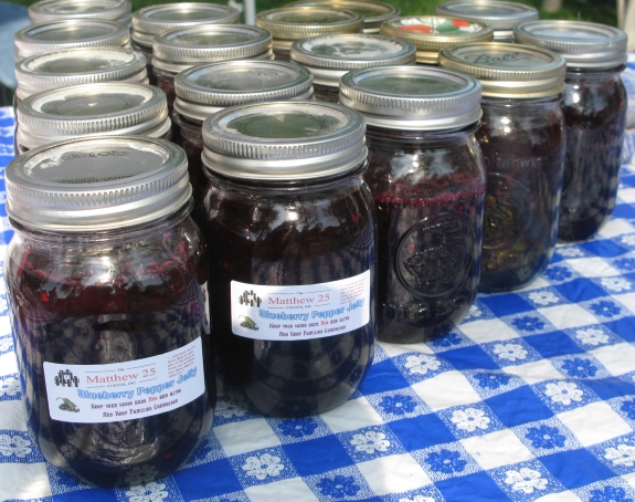 Blueberry pepper jelly from the Matthew 25 Center.  Saturday, June 20, 2015.  Photo: Leanne E.   Smith.