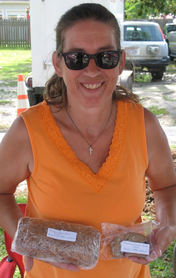 Melanie Harrell and her blueberry zucchini bread. Saturday, June 20, 2015. Photo: Leanne E. Smith.
