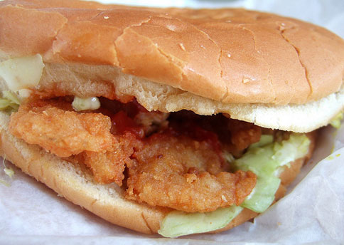 Big Oak Drive Inn Shrimp Burger - from Bon Appetit Magazine, August 30,2011