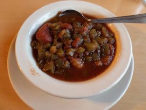 Holland’s catfish stew comes loaded with catfish, tomatoes, peppers, onions and rice. (Ray Linville) 