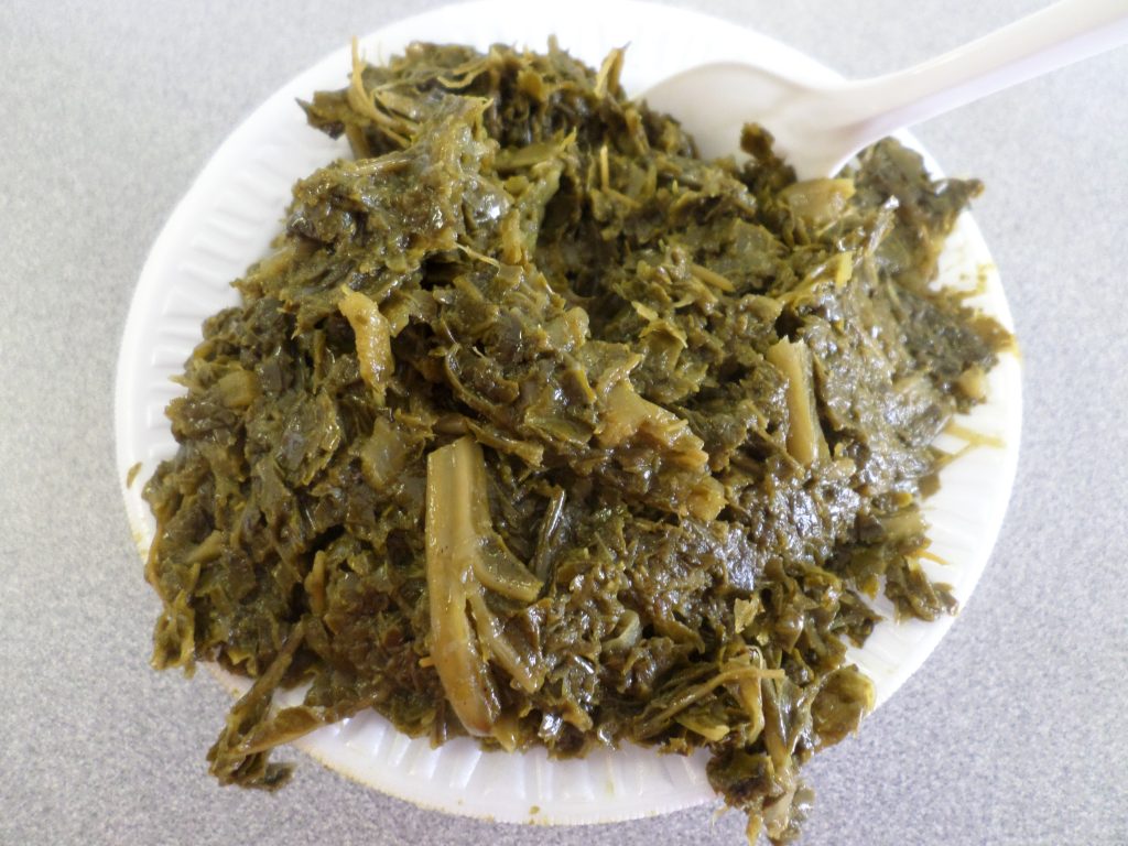 A single serving of collards at Bum’s Restaurant looks like more than enough to satisfy for most people.