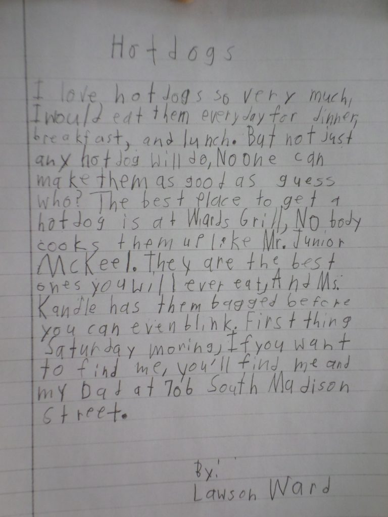 The letter of praise by a local elementary school student says it all.