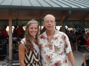 Our writer with the 2013 Peach Queen – proof that eating N.C. peaches keeps everyone young and good-looking.