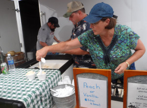 Although two homemade ice cream flavors are available, just about everyone orders peach.