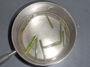 Lemongrass is added after sugar mixture is removed from heat.
