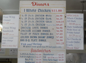 The menu board behind the front counter tells the entire story.