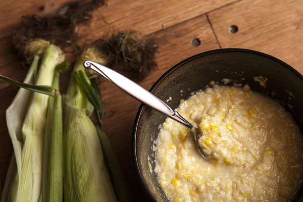 The fruit of Alice Blanton's labor is a perfectly delicious bowl of cream style corn made with love.