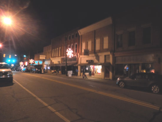 Downtown Mt. Gilead at night right before the open house.