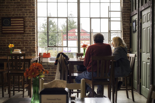 Harold and Cindy Malovany enjoying a light lunch Monday afternoon at the Downtown Bakery in Murphy, NC