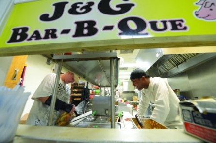 "The last incarnation of J&G Barbecue. A new location on South Church Street, Burlington, NC. Not the same, but as close as it came.They did follow the same recipes and learned the techniques from the previous owner. George Overman."