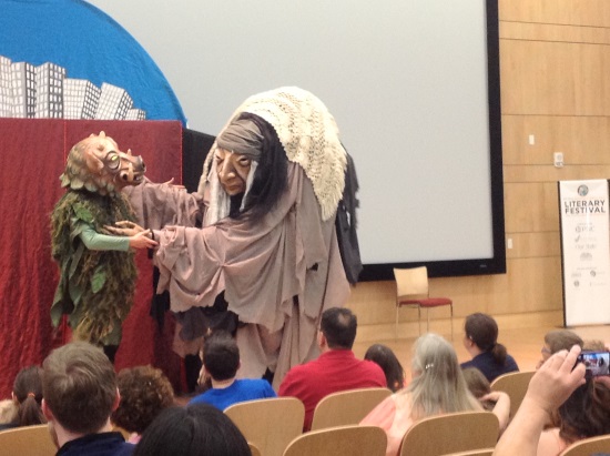  After watching events such as this performance by Paperhand Puppet Intervention, several festival attendees visited the food trucks for lunch.