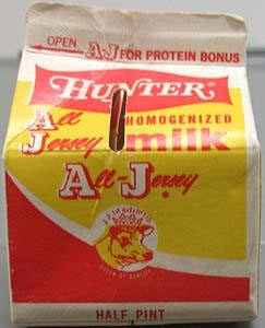 [Hunter Jersey Farms, Inc., Charlotte, N.C., milk carton]. Photograph. Item H.1993.482.26, North Carolina Museum of History. (accessed December 11, 2014).