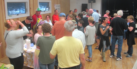 Attendees lined up to taste the chowders. Photo: Leanne E. Smith, 4-4-2015.