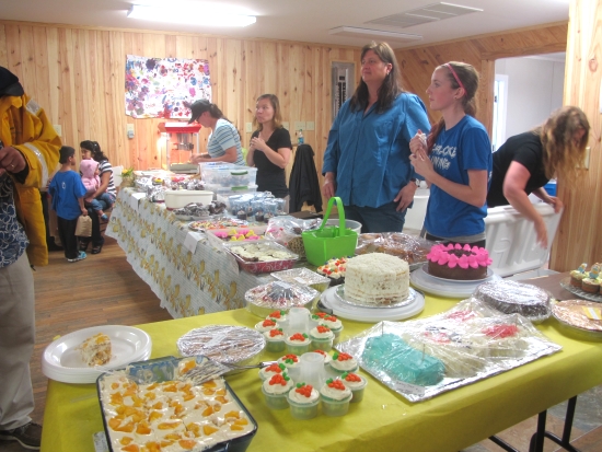 Ocracoke Childcare Center volunteers staffed the bake sale. Photo: Leanne E. Smith, 4-4-2015.