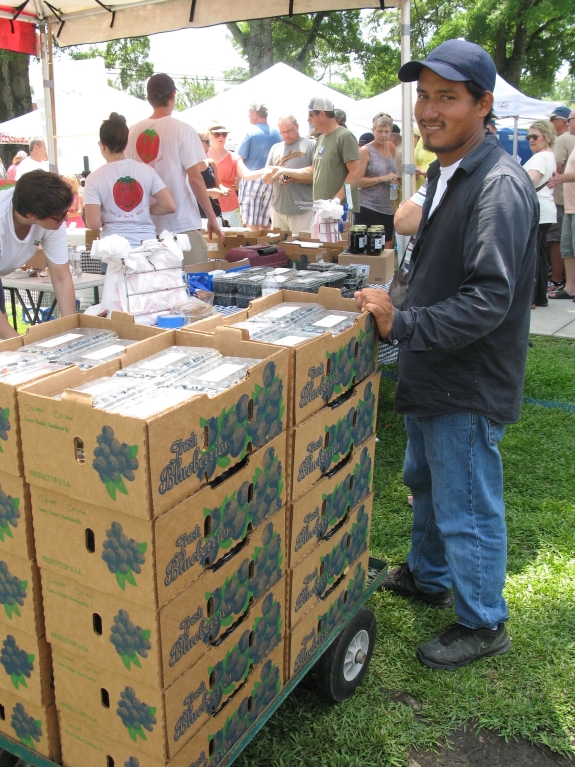 José Luis, a worker from Lewis Farms.  Saturday, June 20, 2015.  Photo: Leanne E. Smith.