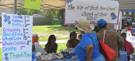 Way of Truth Free Gospel Church of Christ booth. Saturday, June 20, 2015. Photo: Leanne E. Smith.