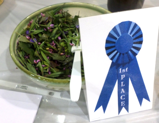 The woodland salad, easily the healthiest entry, won the most authentic category. (Don’t miss the redbud flowers in the salad.)