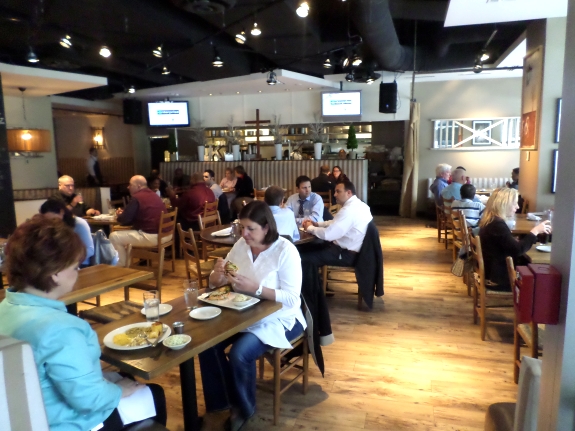 The dining area of The King’s Kitchen stays busy late during the lunch period.