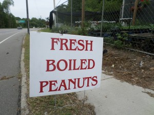 A sign for boiled peanuts on U.S. 74 in Anson County near Wadesboro causes many travelers to stop.
