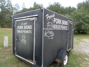 Boiled peanuts are mobile and can be taken anywhere as demonstrated by this trailer (that also serves pork skins).