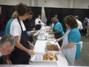 Volunteers start cooking at 5 a.m. to be ready when the doors open. (Ray Linville)