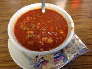 A bowl of vegetable beef soup by Nichole Hammell hits the spot on a cold day. (Ray Linville)