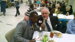 Rev. J.T. Leak, Ministry of Deliverance (left), and Rev. Ray Mims, Bethesda Presbyterian, share thoughts about the Jubilee program. (Ray Linville)