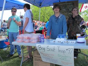 Waiting for a funnel cake at the Cub Scout booth. Saturday, May 7, 2016.