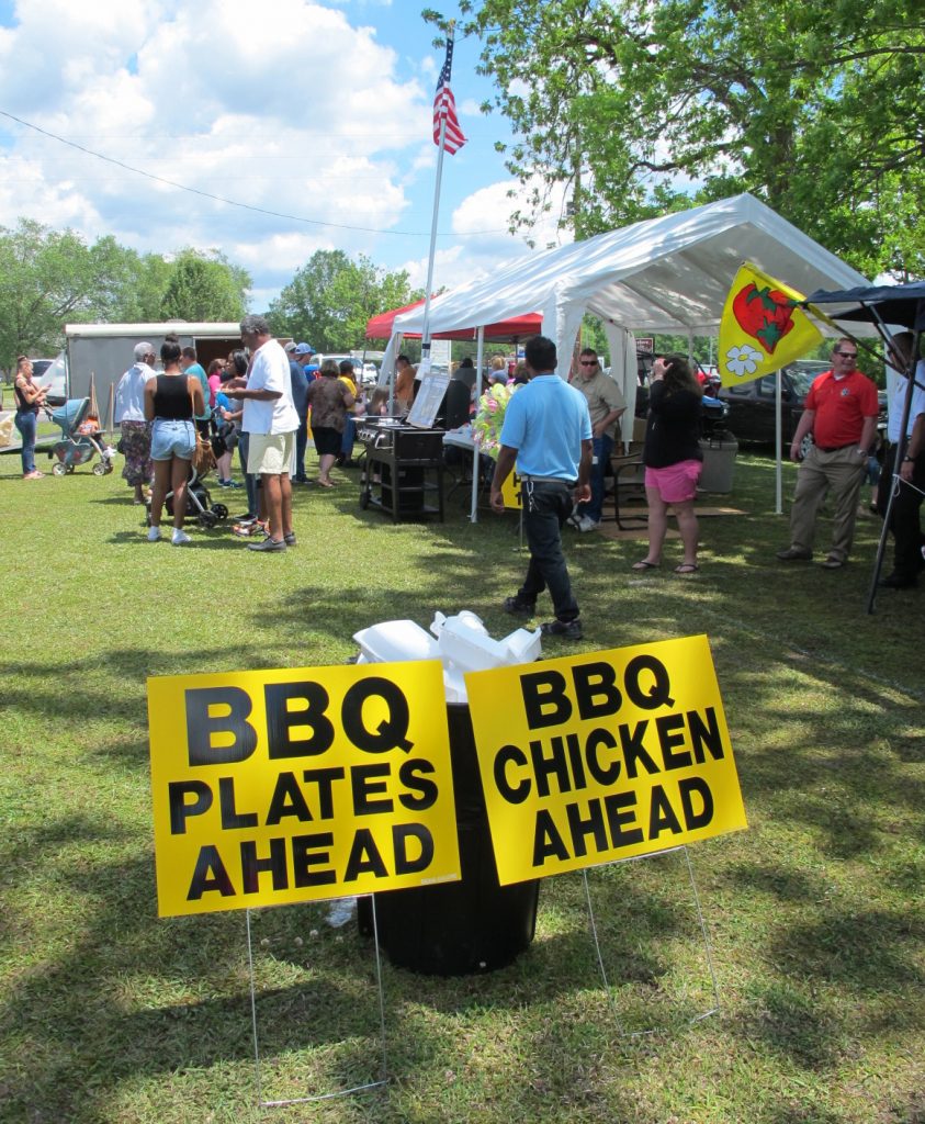 Signs pointed to the VFW booth. Saturday, May 7, 2016. 